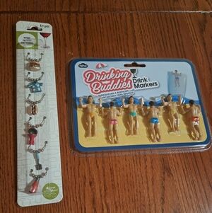 True Wine Charms and Drinking Buddies Drink Markers Set